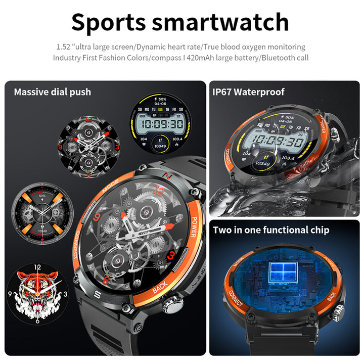 Premium Smartwatch for Men – Full Circle Touch Screen, Bluetooth Call, Waterproof, Heart Rate & Blood Pressure Monitoring, Sports Activity Tracker