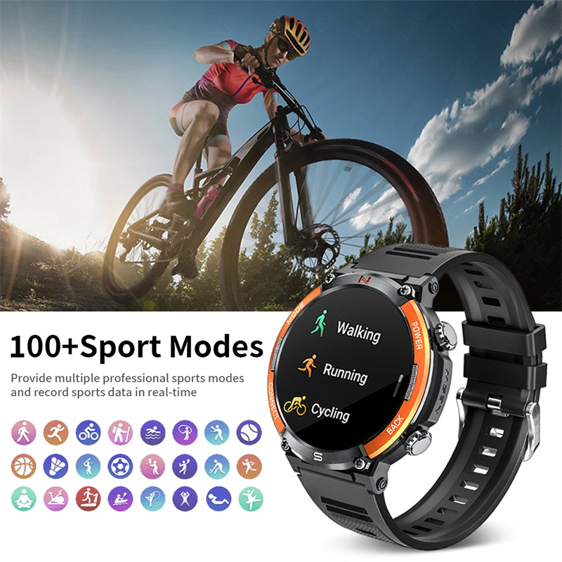 Premium Smartwatch for Men – Full Circle Touch Screen, Bluetooth Call, Waterproof, Heart Rate & Blood Pressure Monitoring, Sports Activity Tracker