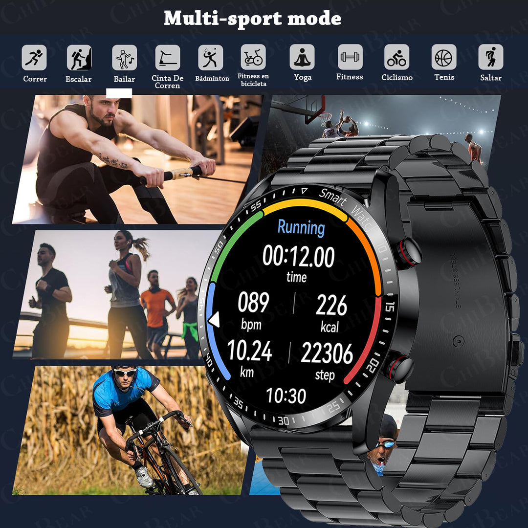 Premium Smartwatch for Men – Full Circle Touch Screen, Bluetooth Call, Waterproof, Heart Rate & Blood Pressure Monitoring, Sports Activity Tracker