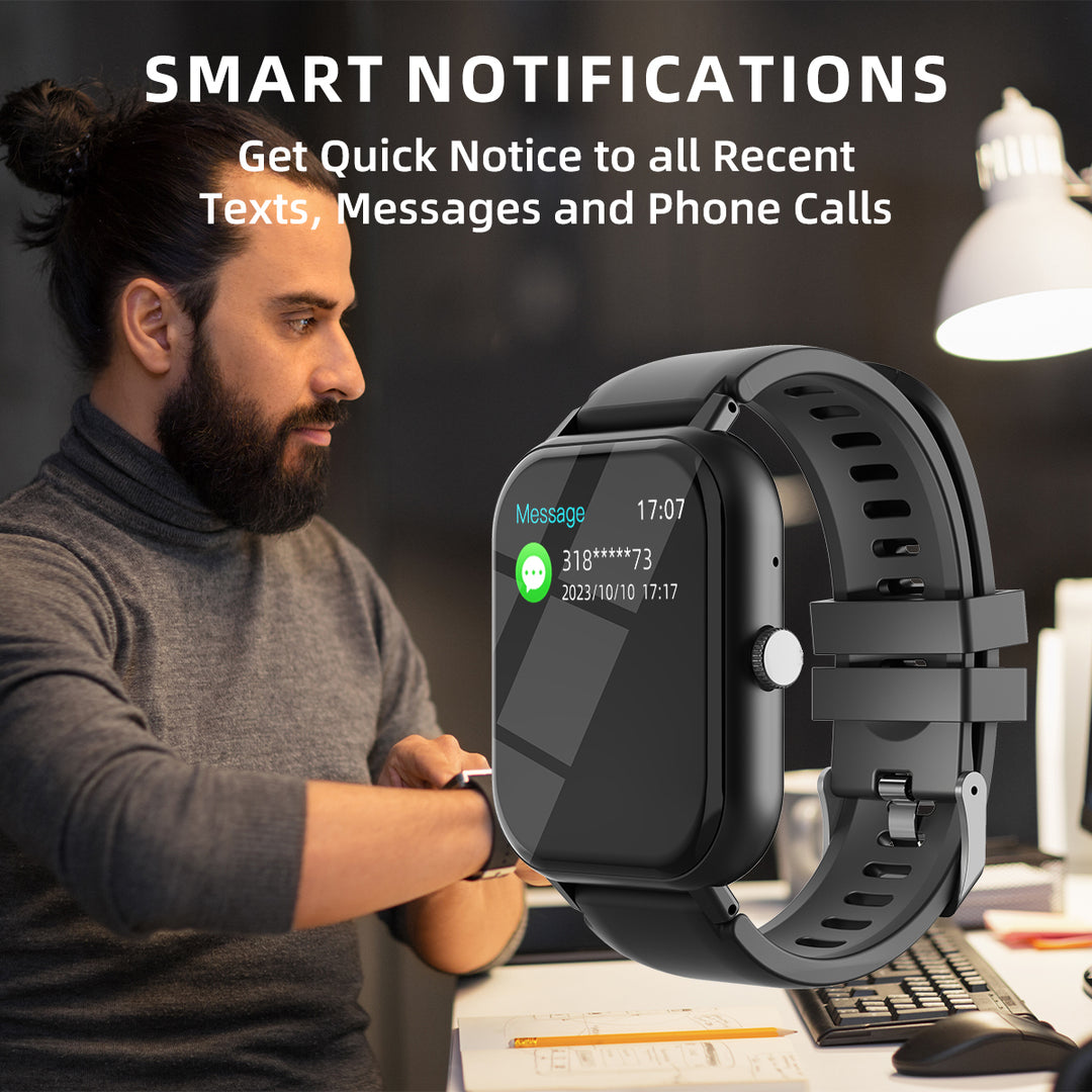 Premium Smartwatch for Men & Women – 1.85" HD Screen, Bluetooth Call, Sports Mode, Heart Rate, Blood Pressure Monitoring, IP67 Waterproof, Compatible with Android & iOS