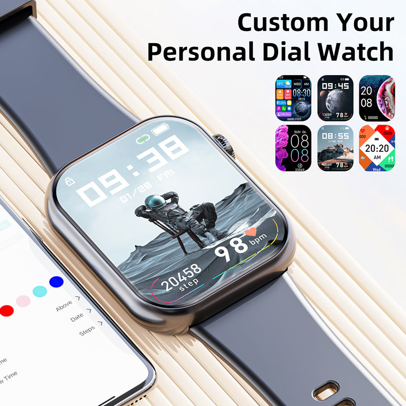 Premium Smartwatch for Men & Women – 1.85" HD Screen, Bluetooth Call, Sports Mode, Heart Rate, Blood Pressure Monitoring, IP67 Waterproof, Compatible with Android & iOS