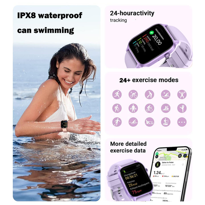 Premium Smartwatch for Men & Women – 1.85" HD Screen, Bluetooth Call, Sports Mode, Heart Rate, Blood Pressure Monitoring, IP67 Waterproof, Compatible with Android & iOS