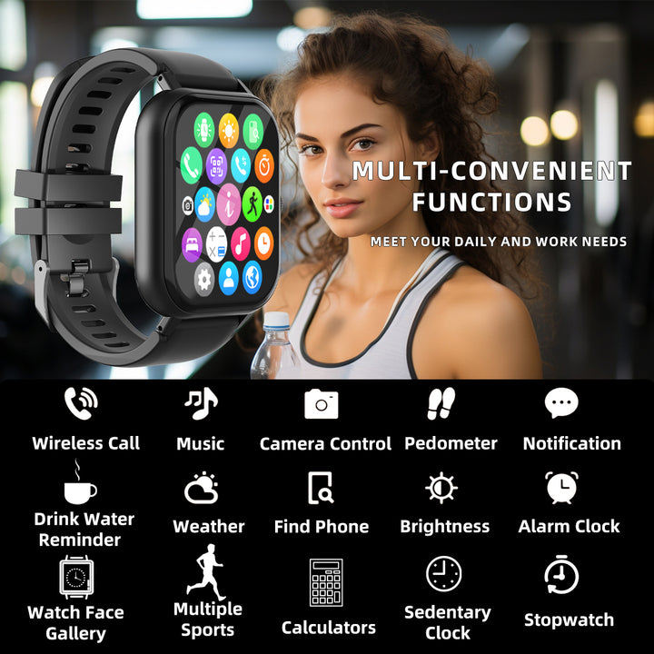 Premium Smartwatch for Men & Women – 1.85" HD Screen, Bluetooth Call, Sports Mode, Heart Rate, Blood Pressure Monitoring, IP67 Waterproof, Compatible with Android & iOS