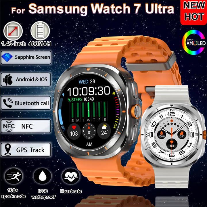 Premium Smartwatch for Men and Women – 1.43" AMOLED Display, IP68 Waterproof, Bluetooth Calling, Heart Rate, Blood Oxygen, SpO2, Compass, NFC, Fitness Tracking, Remote Camera, Multi-Sport Modes
