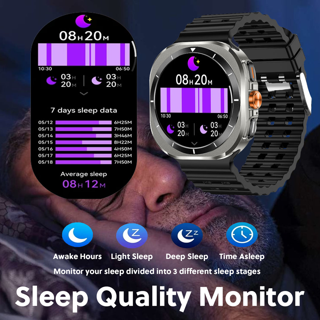 Premium Smartwatch for Men and Women – 1.43" AMOLED Display, IP68 Waterproof, Bluetooth Calling, Heart Rate, Blood Oxygen, SpO2, Compass, NFC, Fitness Tracking, Remote Camera, Multi-Sport Modes