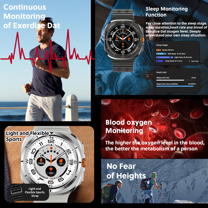 Premium Smartwatch for Men and Women – 1.43" AMOLED Display, IP68 Waterproof, Bluetooth Calling, Heart Rate, Blood Oxygen, SpO2, Compass, NFC, Fitness Tracking, Remote Camera, Multi-Sport Modes
