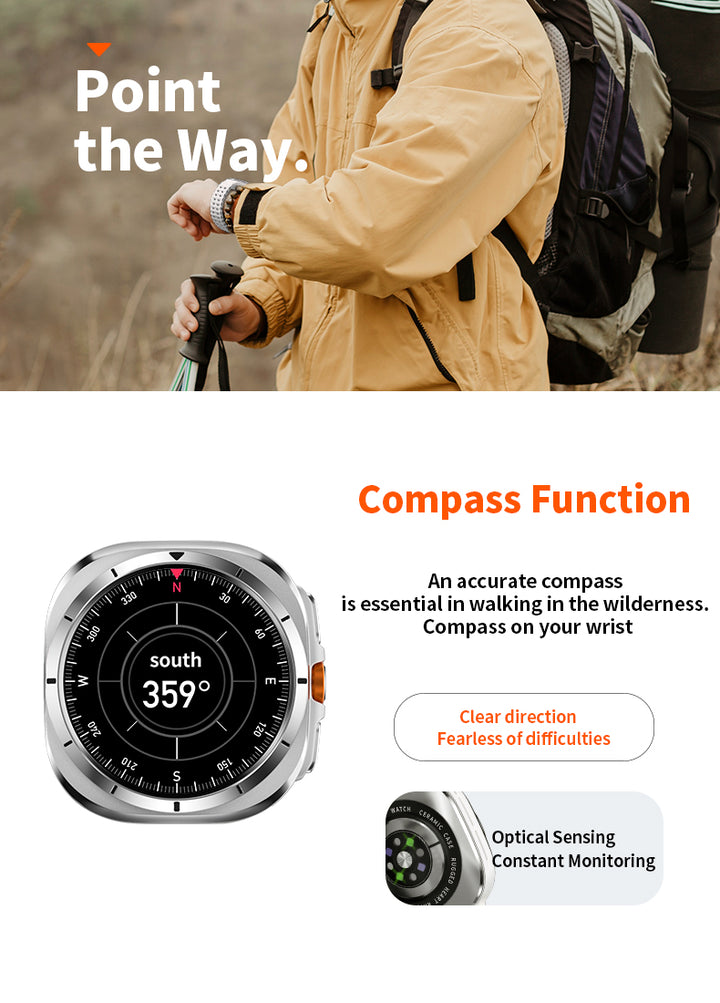 Premium Smartwatch for Men and Women – 1.43" AMOLED Display, IP68 Waterproof, Bluetooth Calling, Heart Rate, Blood Oxygen, SpO2, Compass, NFC, Fitness Tracking, Remote Camera, Multi-Sport Modes