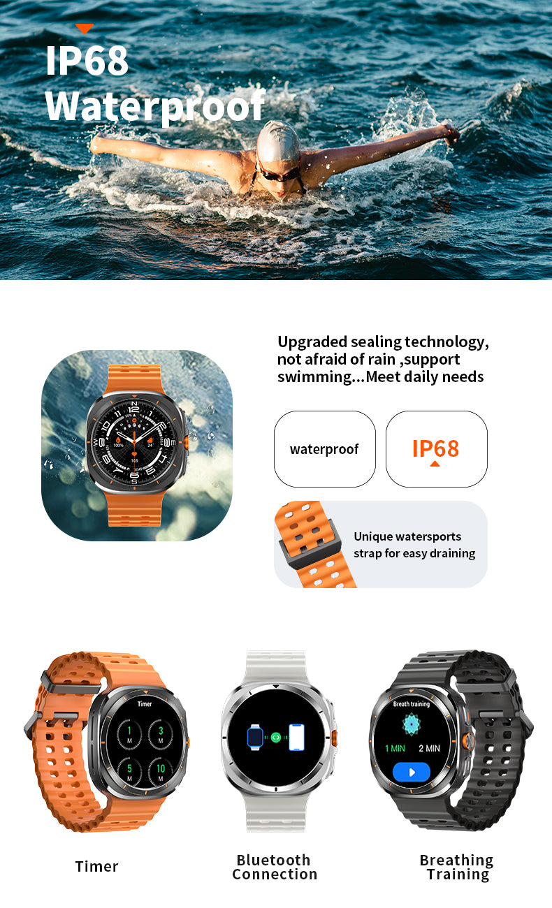 Premium Smartwatch for Men and Women – 1.43" AMOLED Display, IP68 Waterproof, Bluetooth Calling, Heart Rate, Blood Oxygen, SpO2, Compass, NFC, Fitness Tracking, Remote Camera, Multi-Sport Modes