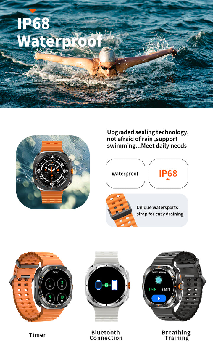 Premium Smartwatch for Men and Women – 1.43" AMOLED Display, IP68 Waterproof, Bluetooth Calling, Heart Rate, Blood Oxygen, SpO2, Compass, NFC, Fitness Tracking, Remote Camera, Multi-Sport Modes