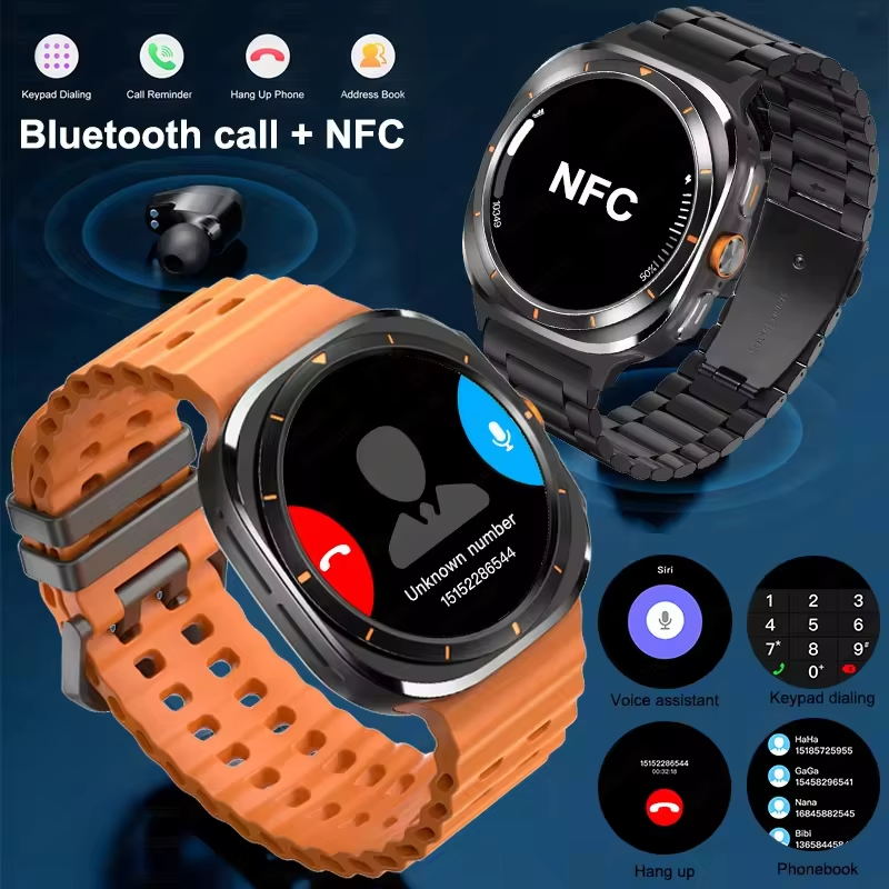 Premium Smartwatch for Men and Women – 1.43" AMOLED Display, IP68 Waterproof, Bluetooth Calling, Heart Rate, Blood Oxygen, SpO2, Compass, NFC, Fitness Tracking, Remote Camera, Multi-Sport Modes