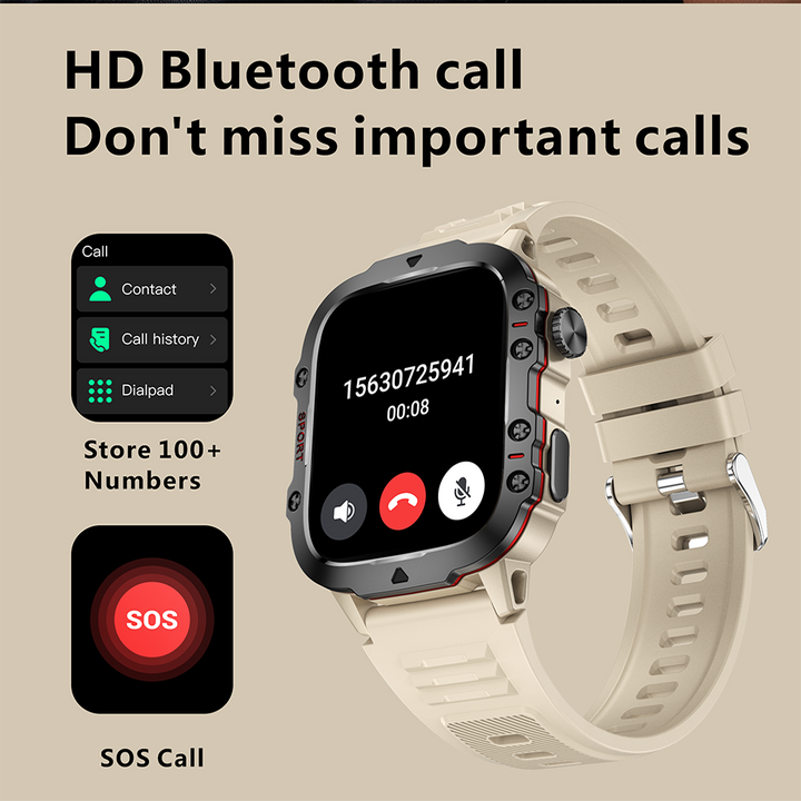 Premium Smartwatch for Men and Women – 2.01" Curved Screen, IP68 Waterproof, Bluetooth Calling, Heart Rate, SpO2, Sleep Monitoring, Sports Modes, Music Control, AI Voice, Fitness Tracker