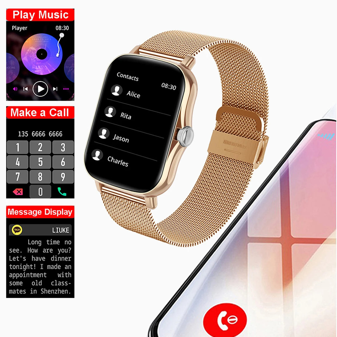 Premium Smartwatch for Men and Women – 2.01" Curved Screen, IP68 Waterproof, Bluetooth Calling, Heart Rate, SpO2, Sleep Monitoring, Sports Modes, Music Control, AI Voice, Fitness Tracker
