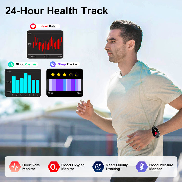 Premium Smartwatch for Men and Women – 2.01" Curved Screen, IP68 Waterproof, Bluetooth Calling, Heart Rate, SpO2, Sleep Monitoring, Sports Modes, Music Control, AI Voice, Fitness Tracker