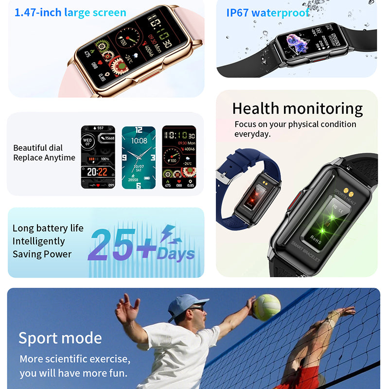 Premium Smartwatch for Women & Men – Heart Rate Monitoring, IP67 Waterproof, 20+ Sports Modes, Blood Pressure, Sleep Tracker, Customizable Watch Faces, Fitness Smart Bracelet for Android & iOS