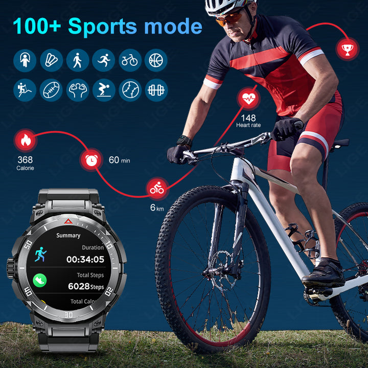 Premium Smartwatch with 1.43" AMOLED Display – GPS, 5ATM Water Resistance, 21-Day Battery Life, 100+ Sports Modes, Bluetooth 5.3, AI Voice Assistant, Wireless Charging, Global Version