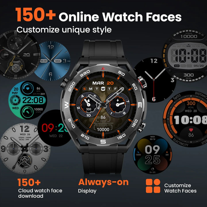 Premium Smartwatch with 1.43" AMOLED Display – GPS, 5ATM Water Resistance, 21-Day Battery Life, 100+ Sports Modes, Bluetooth 5.3, AI Voice Assistant, Wireless Charging, Global Version