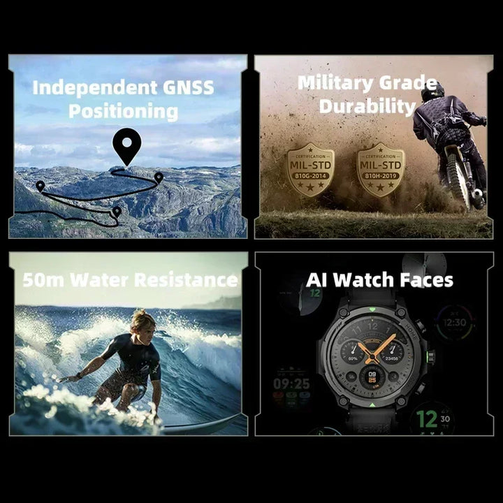 Premium Smartwatch with 1.43" AMOLED Display – GPS, 5ATM Water Resistance, 21-Day Battery Life, 100+ Sports Modes, Bluetooth 5.3, AI Voice Assistant, Wireless Charging, Global Version