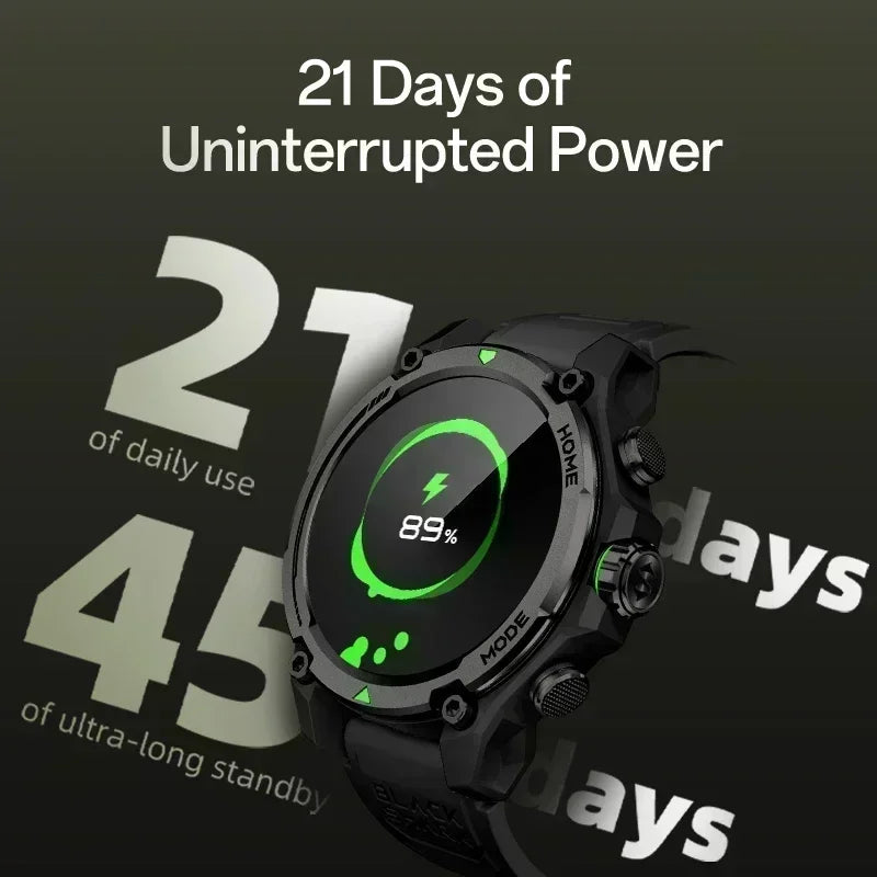 Premium Smartwatch with 1.43" AMOLED Display – GPS, 5ATM Water Resistance, 21-Day Battery Life, 100+ Sports Modes, Bluetooth 5.3, AI Voice Assistant, Wireless Charging, Global Version