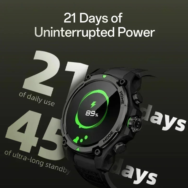 Premium Smartwatch with 1.43" AMOLED Display – GPS, 5ATM Water Resistance, 21-Day Battery Life, 100+ Sports Modes, Bluetooth 5.3, AI Voice Assistant, Wireless Charging, Global Version
