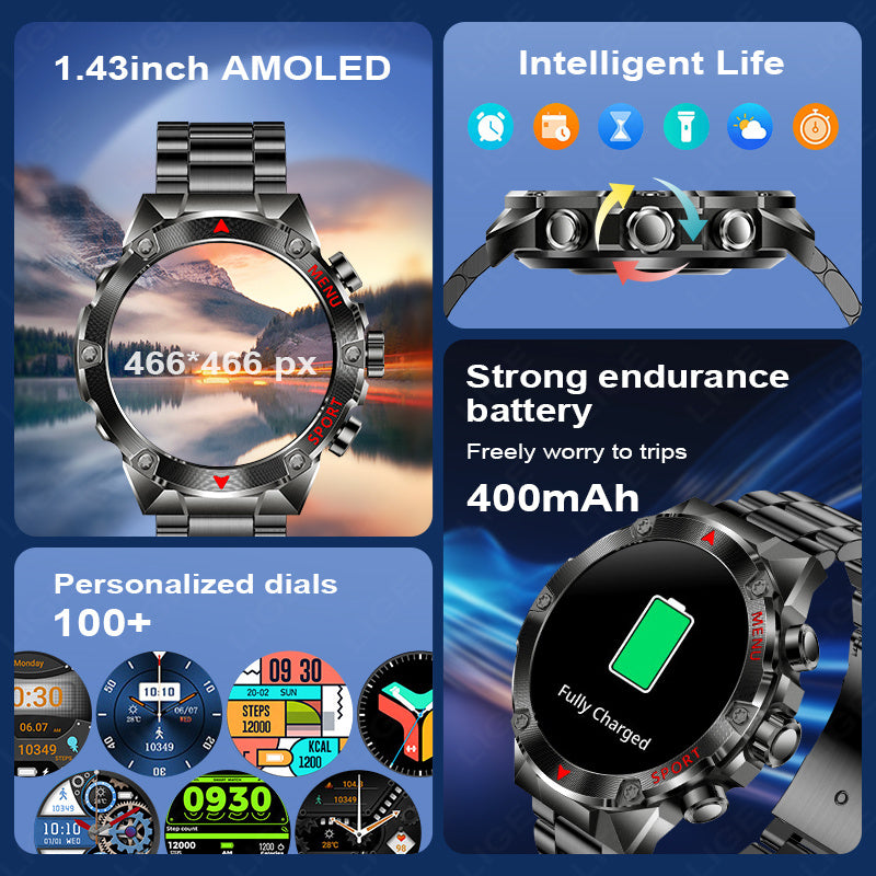 Premium Smartwatch with NFC & Bluetooth Headset – TWS Music & Talk, Sports Tracking, Sleep Monitoring, Camera Control, Music Control, Smart Alarm, Waterproof, Compatible with Android & iOS