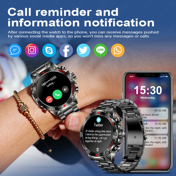 Premium Smartwatch with NFC & Bluetooth Headset – TWS Music & Talk, Sports Tracking, Sleep Monitoring, Camera Control, Music Control, Smart Alarm, Waterproof, Compatible with Android & iOS