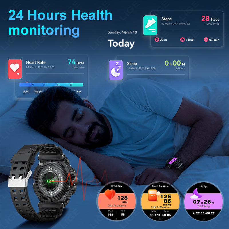 Premium Smartwatch with NFC & Bluetooth Headset – TWS Music & Talk, Sports Tracking, Sleep Monitoring, Camera Control, Music Control, Smart Alarm, Waterproof, Compatible with Android & iOS