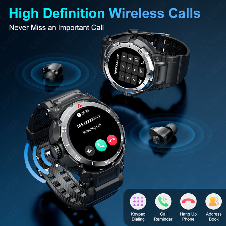 Premium Smartwatch with NFC & Bluetooth Headset – TWS Music & Talk, Sports Tracking, Sleep Monitoring, Camera Control, Music Control, Smart Alarm, Waterproof, Compatible with Android & iOS