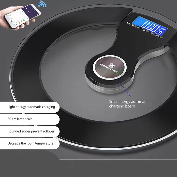 Premium Solar Digital Body Weight Scale – Smart Bathroom Scale with Bioimpedance Analysis, Body Fat Measurement, Light Energy Charging, and Accurate Health Tracking