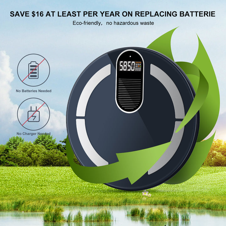Premium Solar Digital Body Weight Scale – Smart Bathroom Scale with Bioimpedance Analysis, Body Fat Measurement, Light Energy Charging, and Accurate Health Tracking