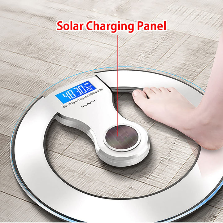 Premium Solar Digital Body Weight Scale – Smart Bathroom Scale with Bioimpedance Analysis, Body Fat Measurement, Light Energy Charging, and Accurate Health Tracking