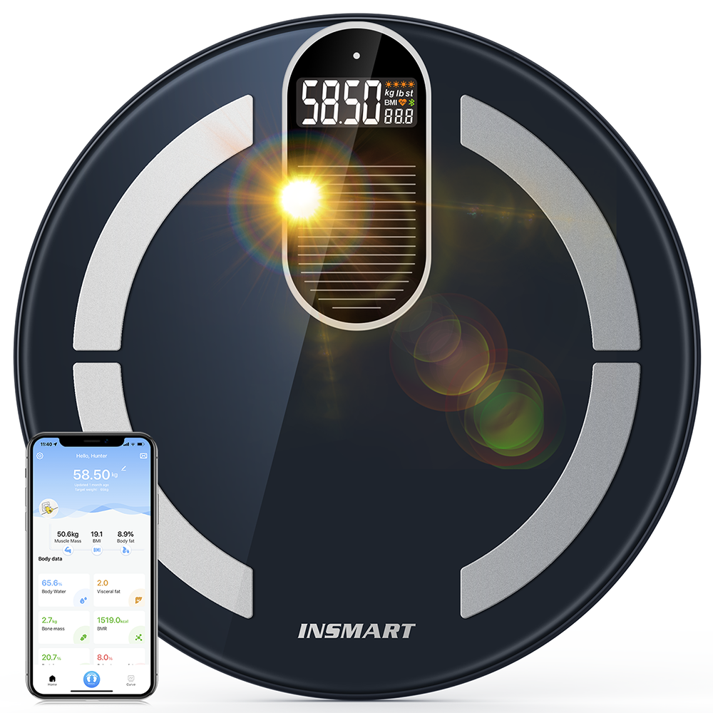 Premium Solar Digital Body Weight Scale – Smart Bathroom Scale with Bioimpedance Analysis, Body Fat Measurement, Light Energy Charging, and Accurate Health Tracking