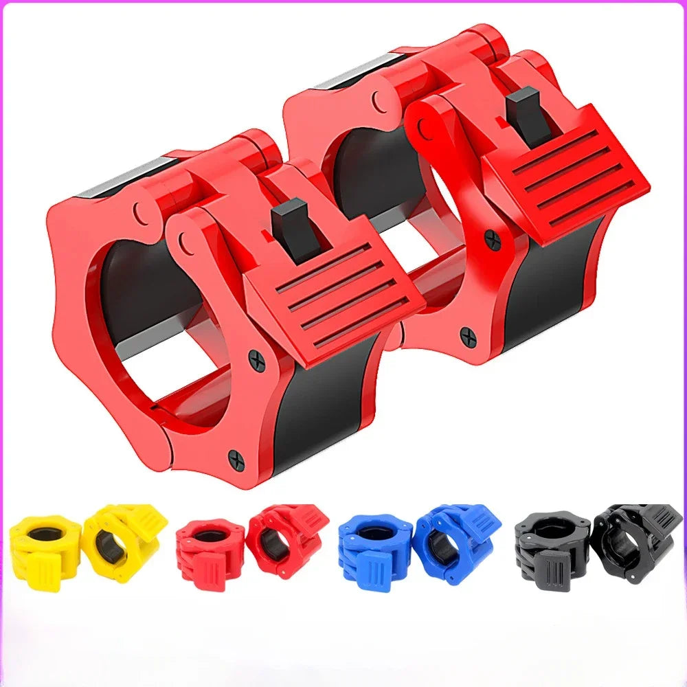 Premium Spinlock Barbell Collars – Quick Release Weightlifting Clamps for 25mm/28mm/30mm/50mm Bars, Reinforced ABS for Secure Fit, Easy One-Hand Installation