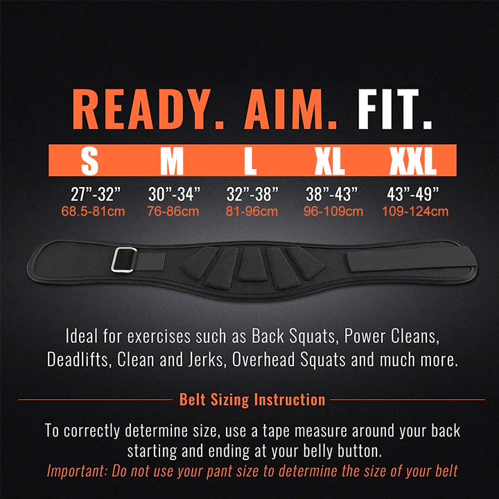 Premium Sports Weight Lifting Belt – Gym Workout Lumbar Back Support for Powerlifting, Strength Training, Squats, Weightlifting, Adjustable Nylon Waist Belt, Durable & Lightweight Design for Men and Women