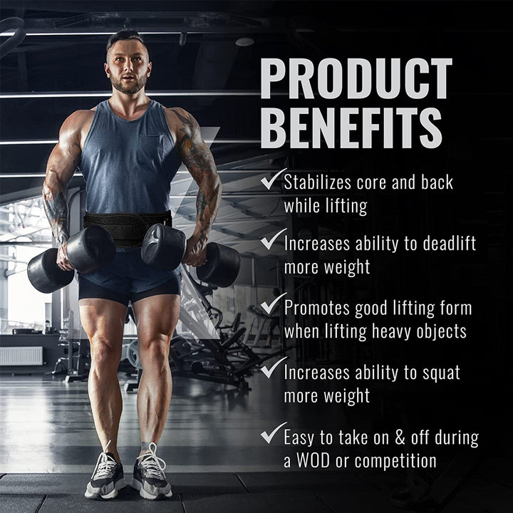 Premium Sports Weight Lifting Belt – Gym Workout Lumbar Back Support for Powerlifting, Strength Training, Squats, Weightlifting, Adjustable Nylon Waist Belt, Durable & Lightweight Design for Men and Women