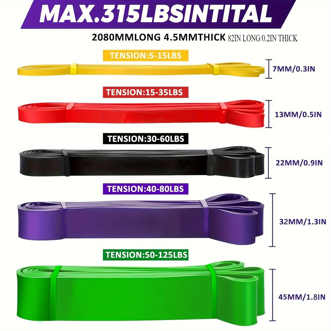 Premium Stackable TPE Resistance Bands – Strength Training Pull Bands for Fitness, Workout, Stretching and Home Gym Use