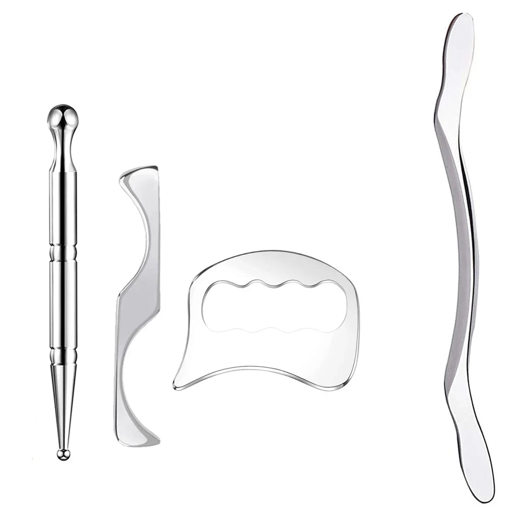 Premium Stainless Steel Gua Sha Scraping Massage Tool - IASTM for Muscle Pain Relief, Soft Tissue Mobilization, and Myofascial Release - Effective Full Body Deep Tissue Massage Tools (1/2/4/5/7pcs)