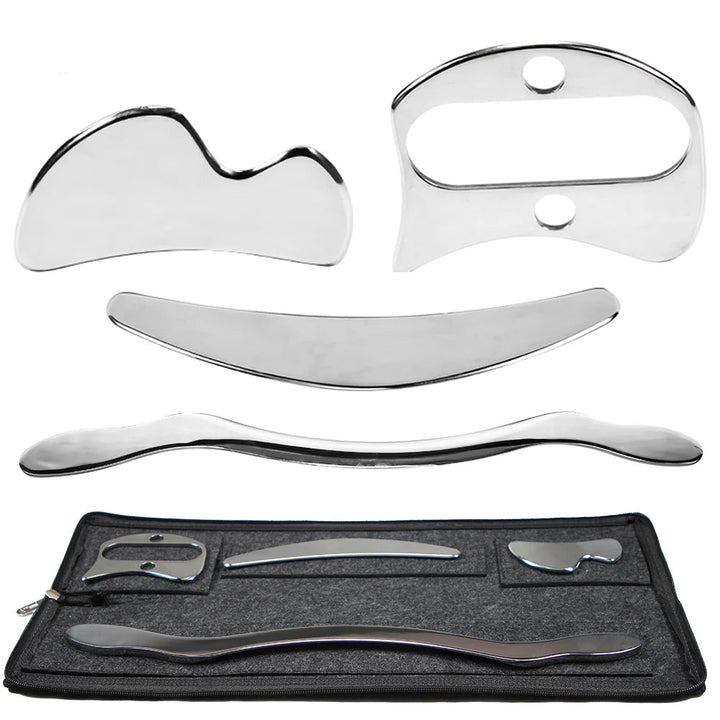 Premium Stainless Steel Gua Sha Scraping Massage Tool - IASTM for Muscle Pain Relief, Soft Tissue Mobilization, and Myofascial Release - Effective Full Body Deep Tissue Massage Tools (1/2/4/5/7pcs)