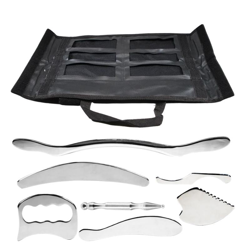 Premium Stainless Steel Gua Sha Scraping Massage Tool - IASTM for Muscle Pain Relief, Soft Tissue Mobilization, and Myofascial Release - Effective Full Body Deep Tissue Massage Tools (1/2/4/5/7pcs)