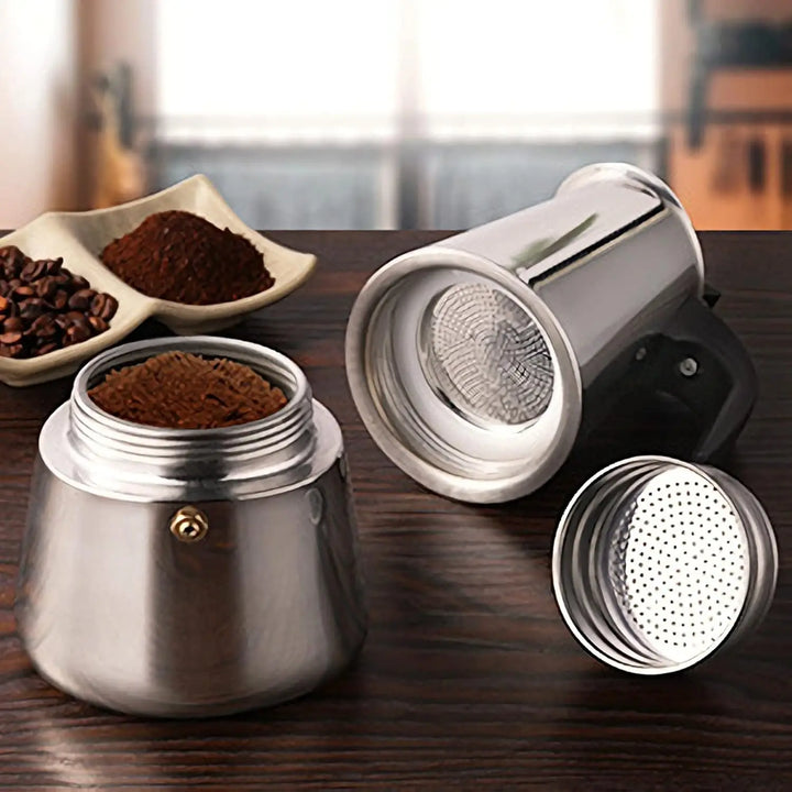 Premium Stainless Steel Moka Pot – 4 6 9 Cup Stovetop Espresso Coffee Maker