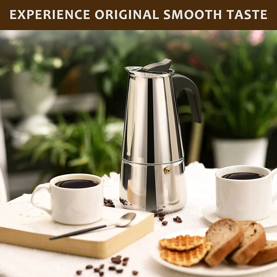 Premium Stainless Steel Moka Pot – 4 6 9 Cup Stovetop Espresso Coffee Maker