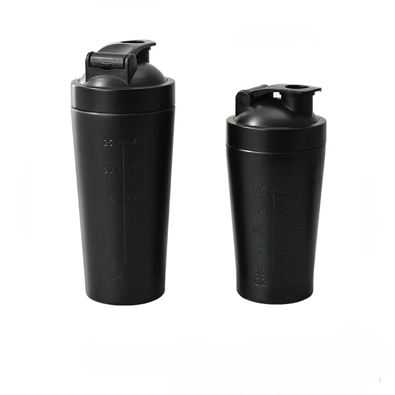 Premium Stainless Steel Protein Powder Shaker Bottle – 500ML/750ML Leak-Proof Gym Fitness Cup – Steel Ball for Smooth Mixing – Ideal for Whey Shakes & Sports Drinks – Durable & Easy to Clean