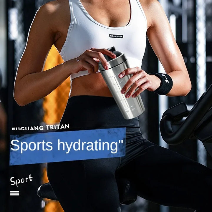 Premium Stainless Steel Protein Powder Shaker Bottle – 500ML/750ML Leak-Proof Gym Fitness Cup – Steel Ball for Smooth Mixing – Ideal for Whey Shakes & Sports Drinks – Durable & Easy to Clean