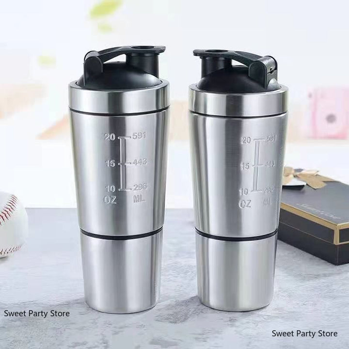 Premium Stainless Steel Sports Shaker Bottle – 700ML Protein Mixer with Scale – Leak-Proof Gym Fitness Water Bottle – Ideal for Protein Powder & Smoothies – Outdoor & Travel Friendly