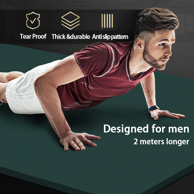 Premium Super Long Yoga Mat – 2M Extra Large High-Density Exercise Mat for Pilates & Fitness – Waterproof, Anti-Skid, 15mm Thickness, with Carry Bag – Ideal for Men & Beginners