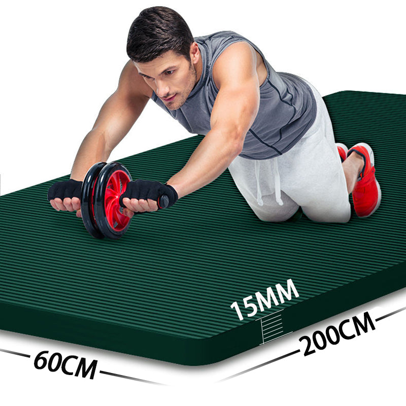 Premium Super Long Yoga Mat – 2M Extra Large High-Density Exercise Mat for Pilates & Fitness – Waterproof, Anti-Skid, 15mm Thickness, with Carry Bag – Ideal for Men & Beginners