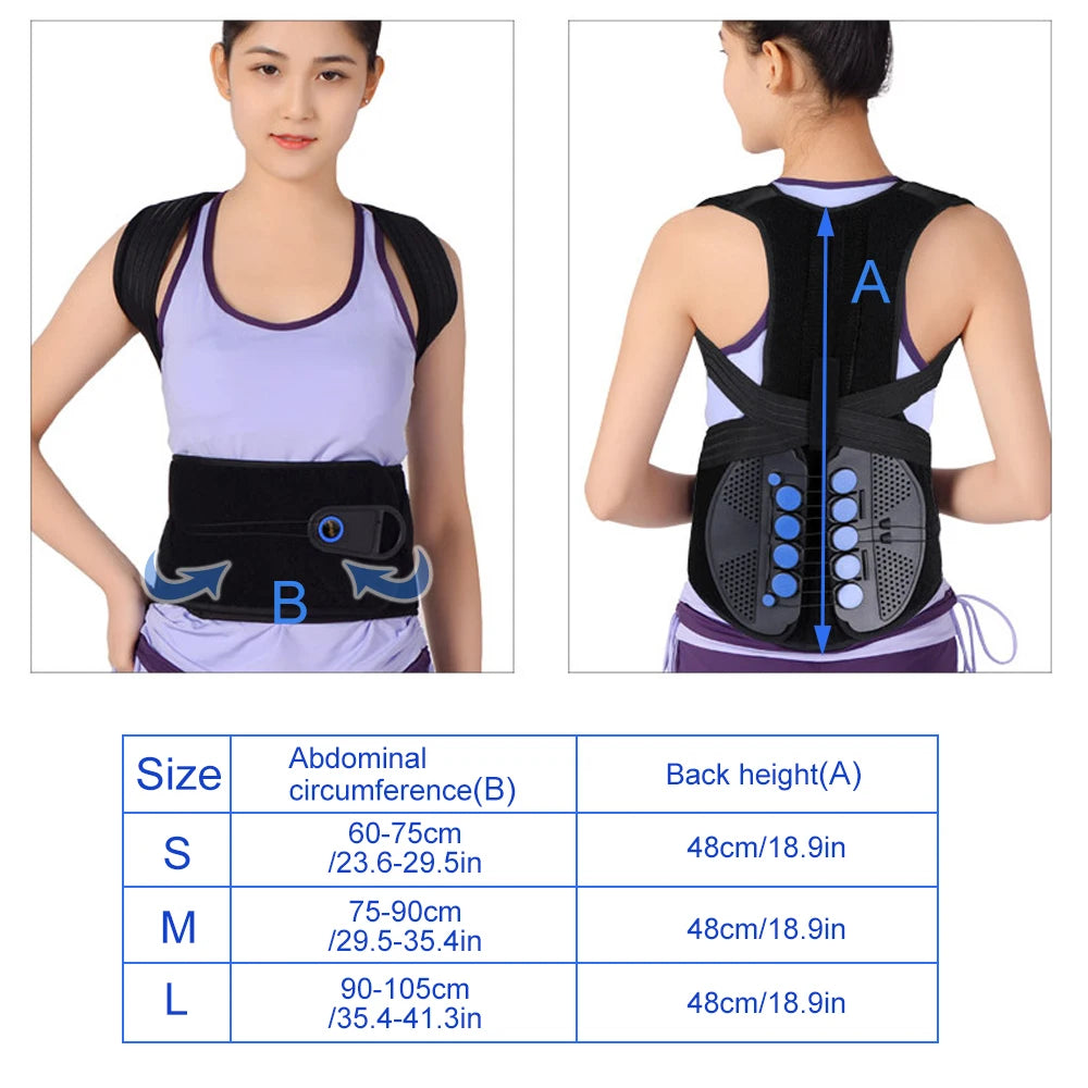 Premium TLSO Thoracic Full Back Brace for Kyphosis & Osteoporosis Relief, Adjustable Compression Support for Spinal Fractures & Post-Surgery Recovery, Sizes S-L