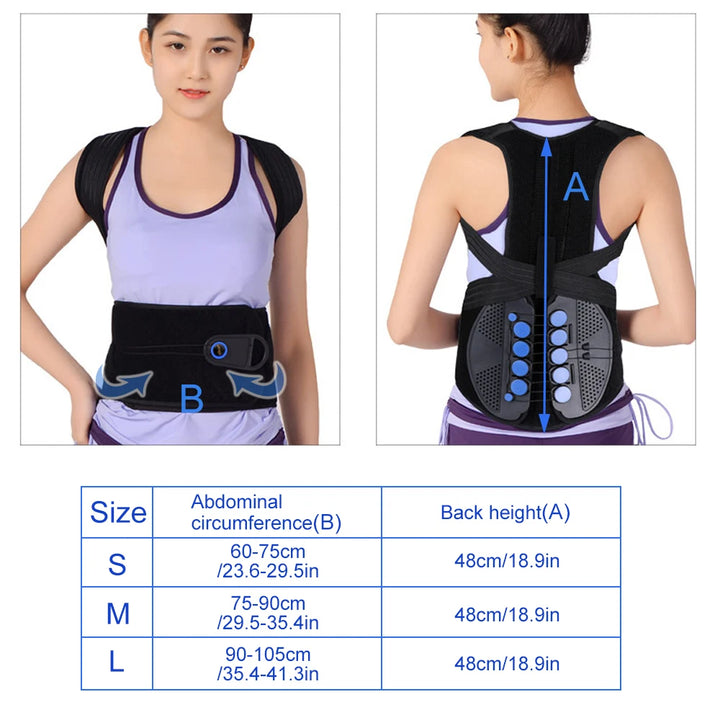 Premium TLSO Thoracic Full Back Brace for Kyphosis & Osteoporosis Relief, Adjustable Compression Support for Spinal Fractures & Post-Surgery Recovery, Sizes S-L
