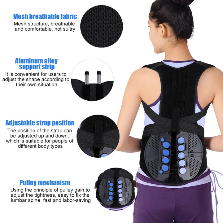 Premium TLSO Thoracic Full Back Brace for Kyphosis & Osteoporosis Relief, Adjustable Compression Support for Spinal Fractures & Post-Surgery Recovery, Sizes S-L