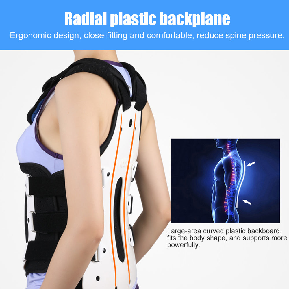 Premium TLSO Thoracic Full Back Brace for Kyphosis & Osteoporosis Relief, Adjustable Compression Support for Spinal Fractures & Post-Surgery Recovery, Sizes S-L