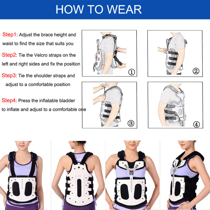 Premium TLSO Thoracic Full Back Brace for Kyphosis & Osteoporosis Relief, Adjustable Compression Support for Spinal Fractures & Post-Surgery Recovery, Sizes S-L